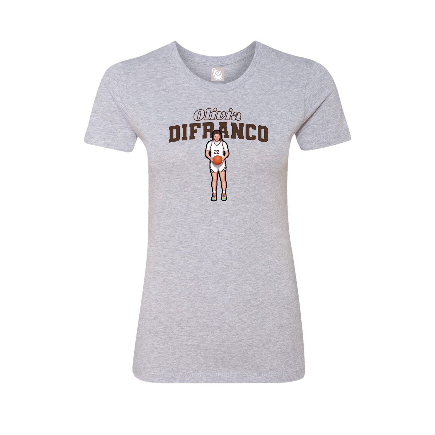Fitted Women's Tee — Name Arch in Grey