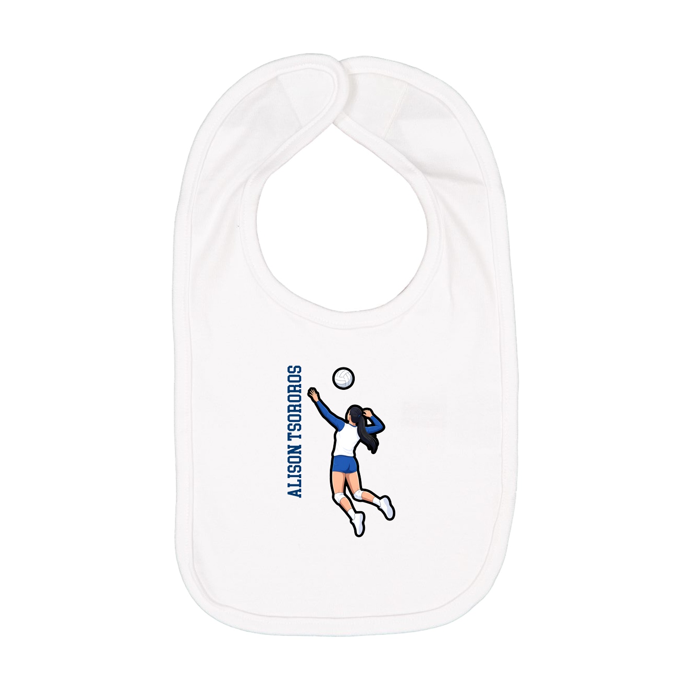 Infant Bib — Name Vertical in White