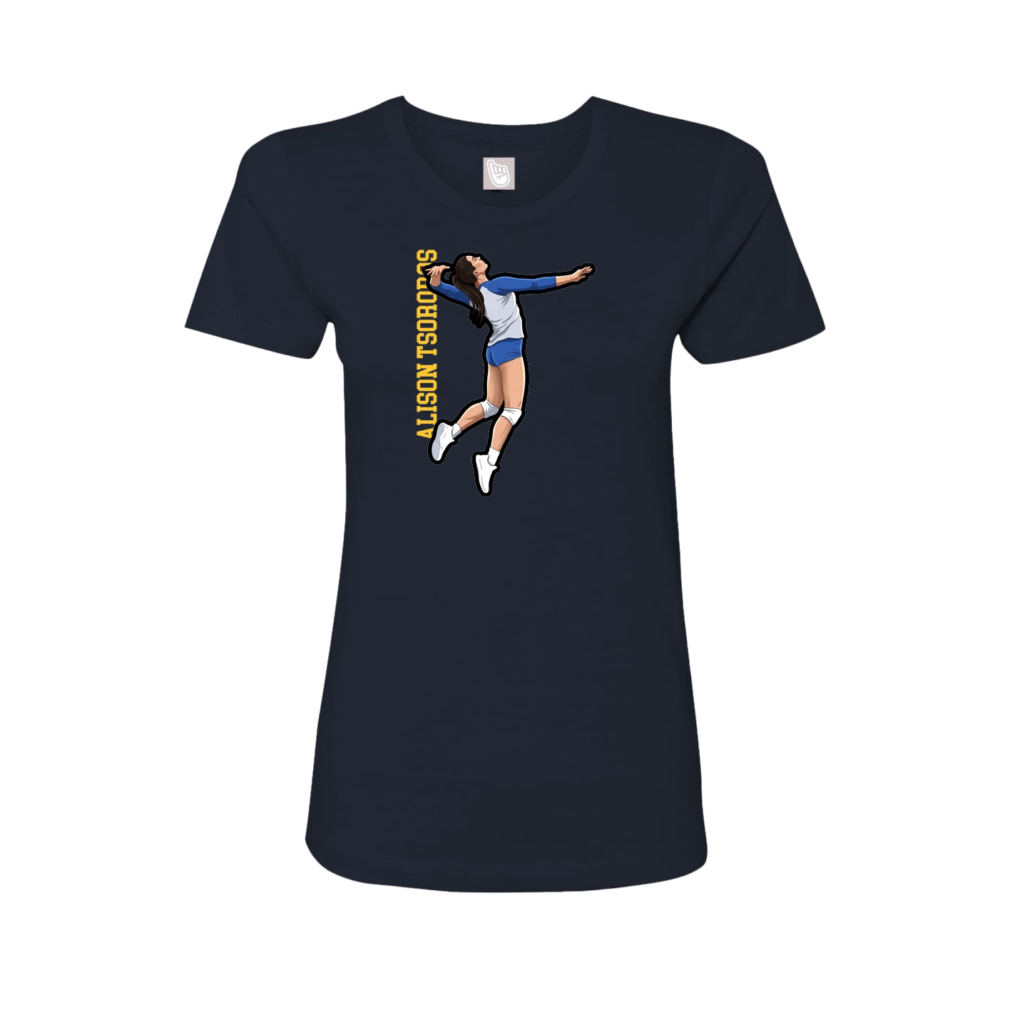 Fitted Women's Tee — Name Vertical in Navy