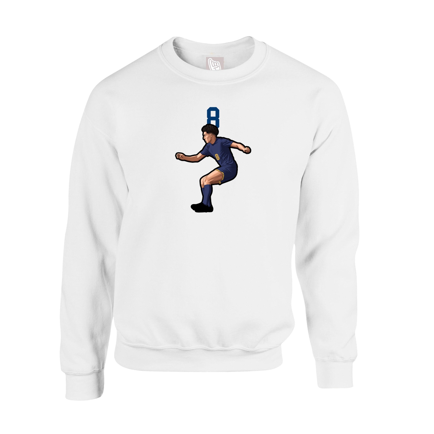 Fleece Crew — Number Top in White