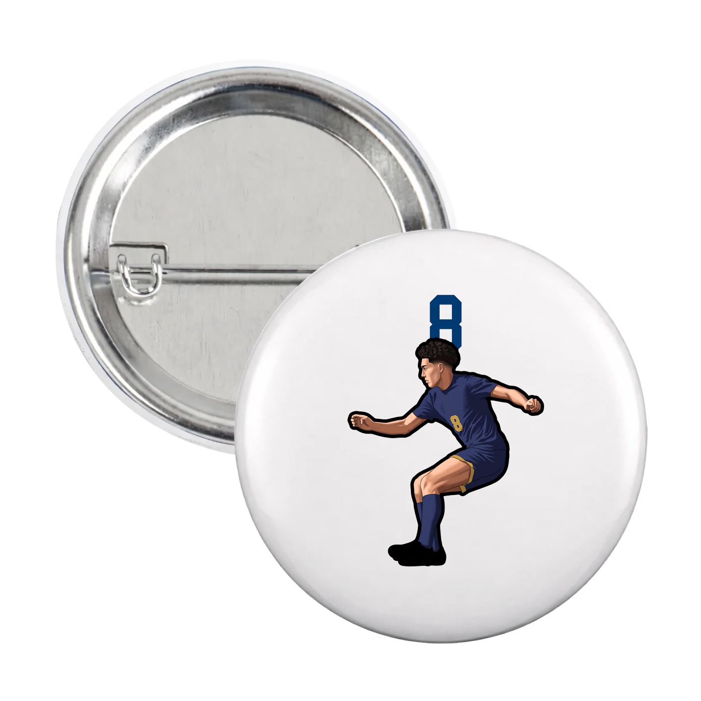 Game Day Button — Number Top in White