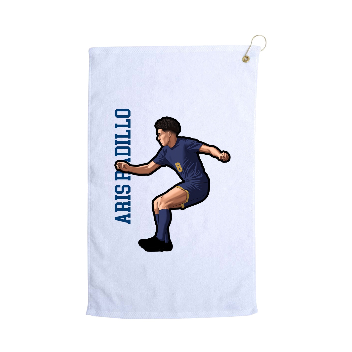 Golf Towel — Name Vertical in White
