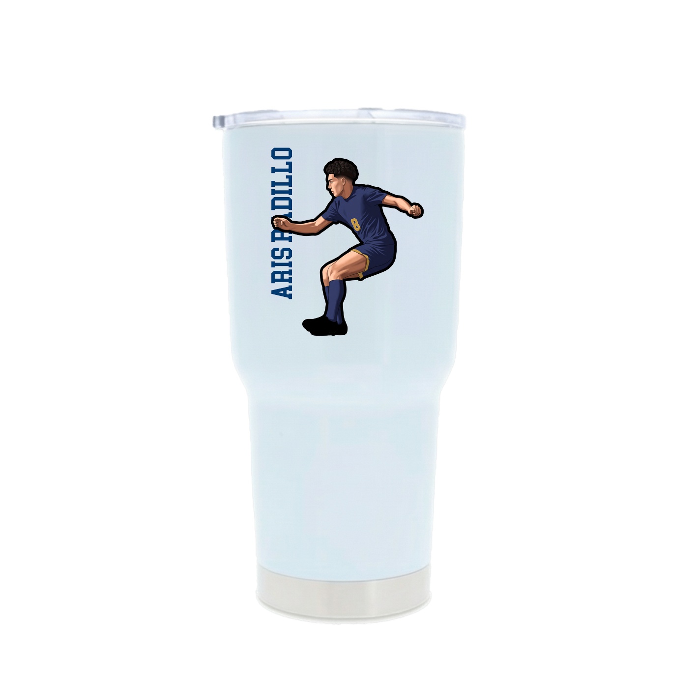 30oz Stainless Steel Tumbler — Name Vertical in White