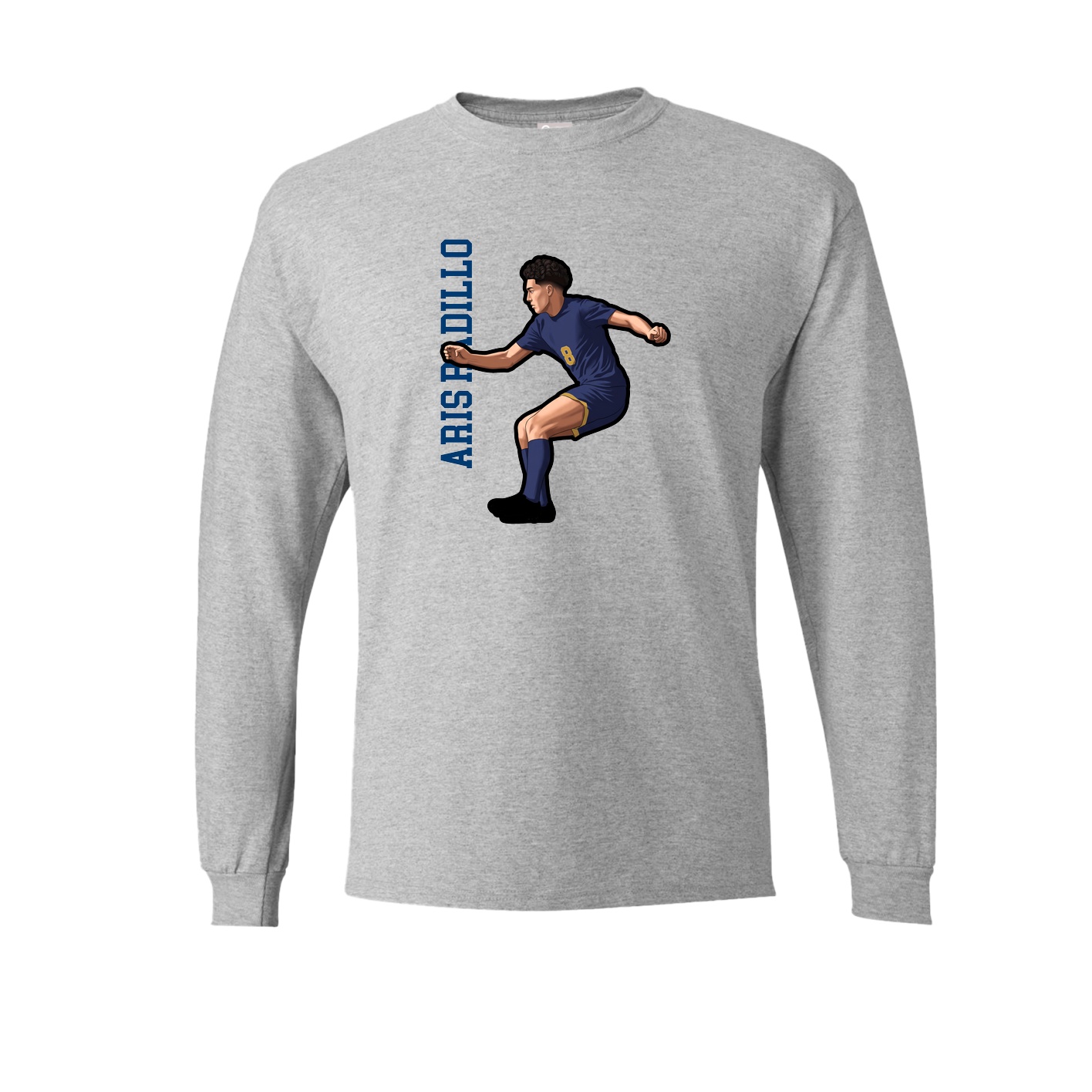 Long Sleeve Tee — Name Vertical in Grey