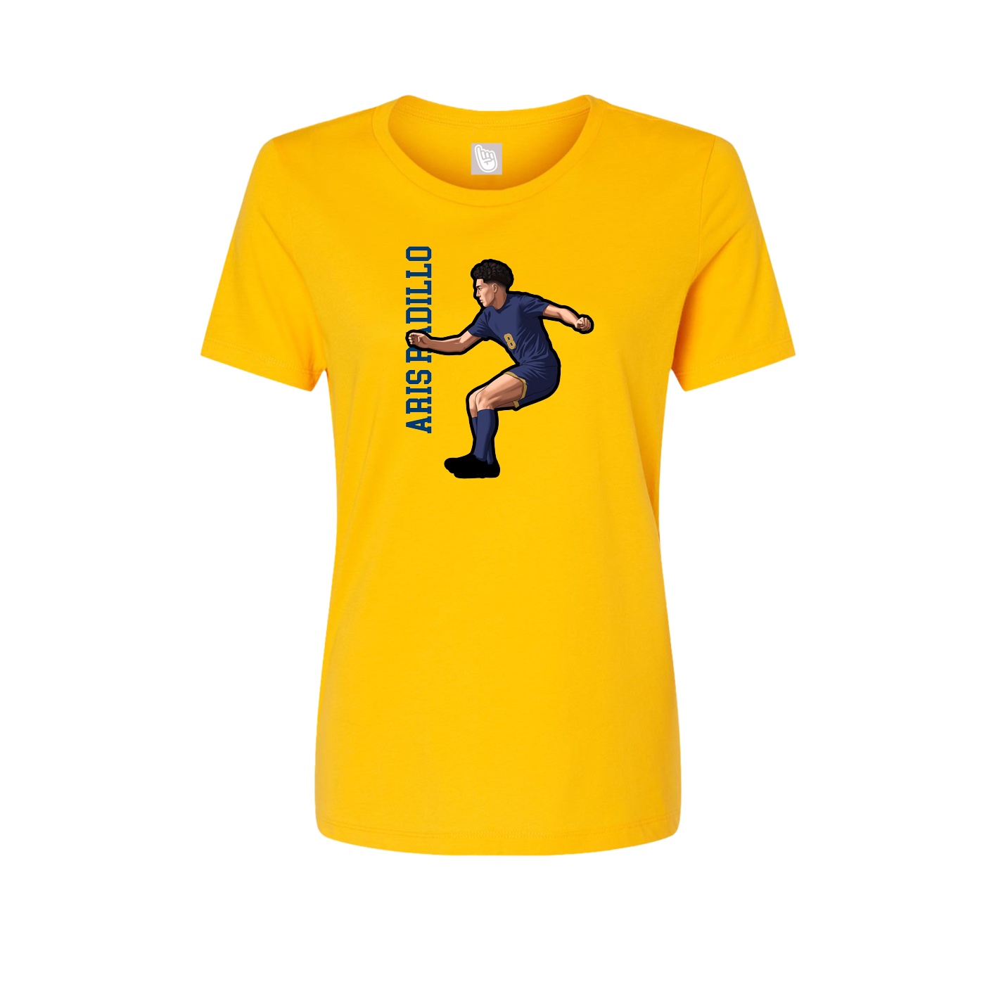 Fitted Women's Tee — Name Vertical in Gold