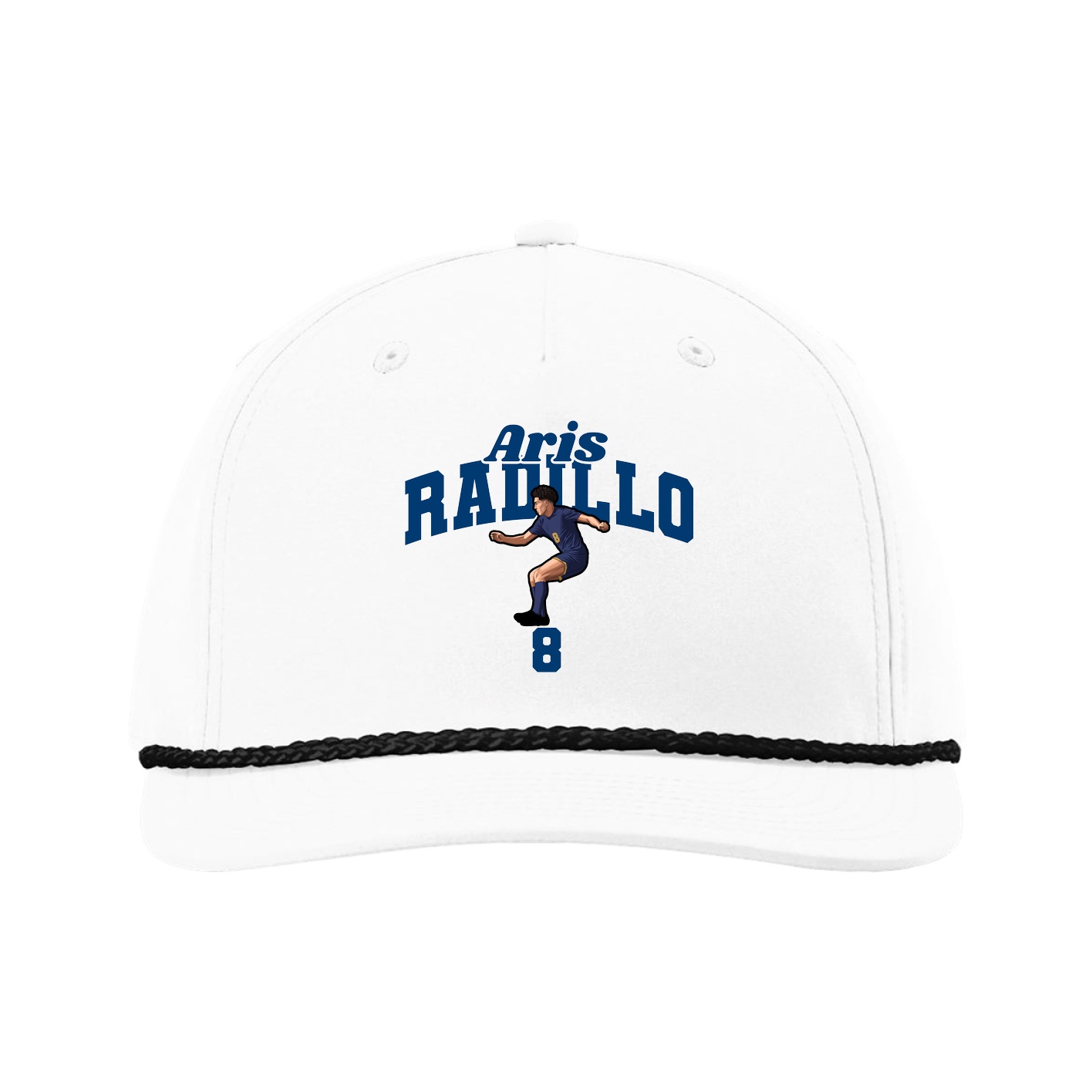Five-Panel Classic Rope Cap — Signature Arch in White