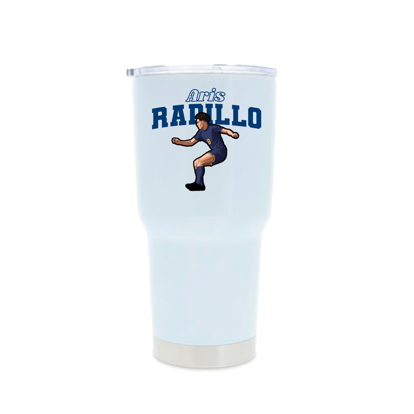 30oz Stainless Steel Tumbler — Name Arch in White