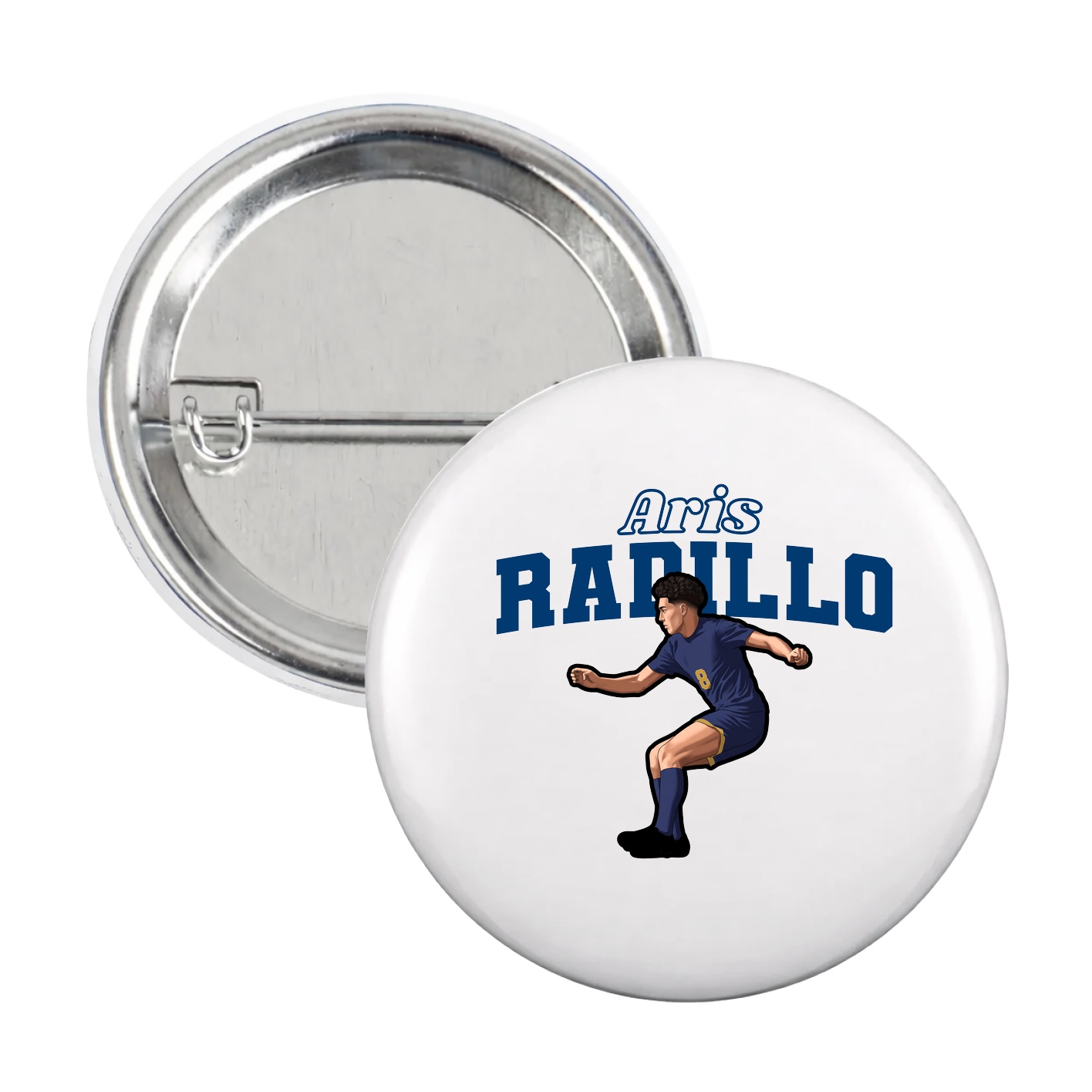Game Day Button — Name Arch in White