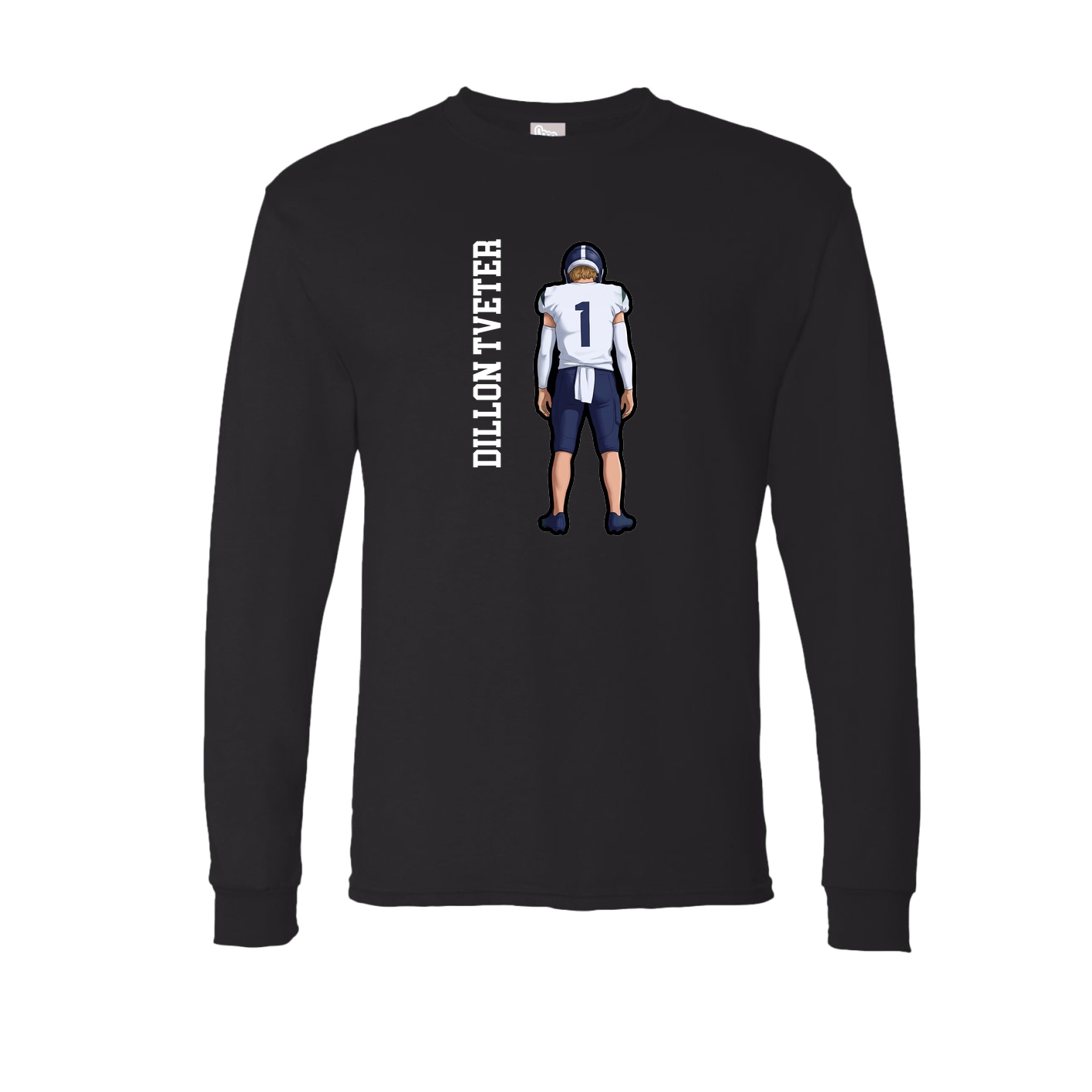 Long Sleeve Tee — Name Vertical in Black