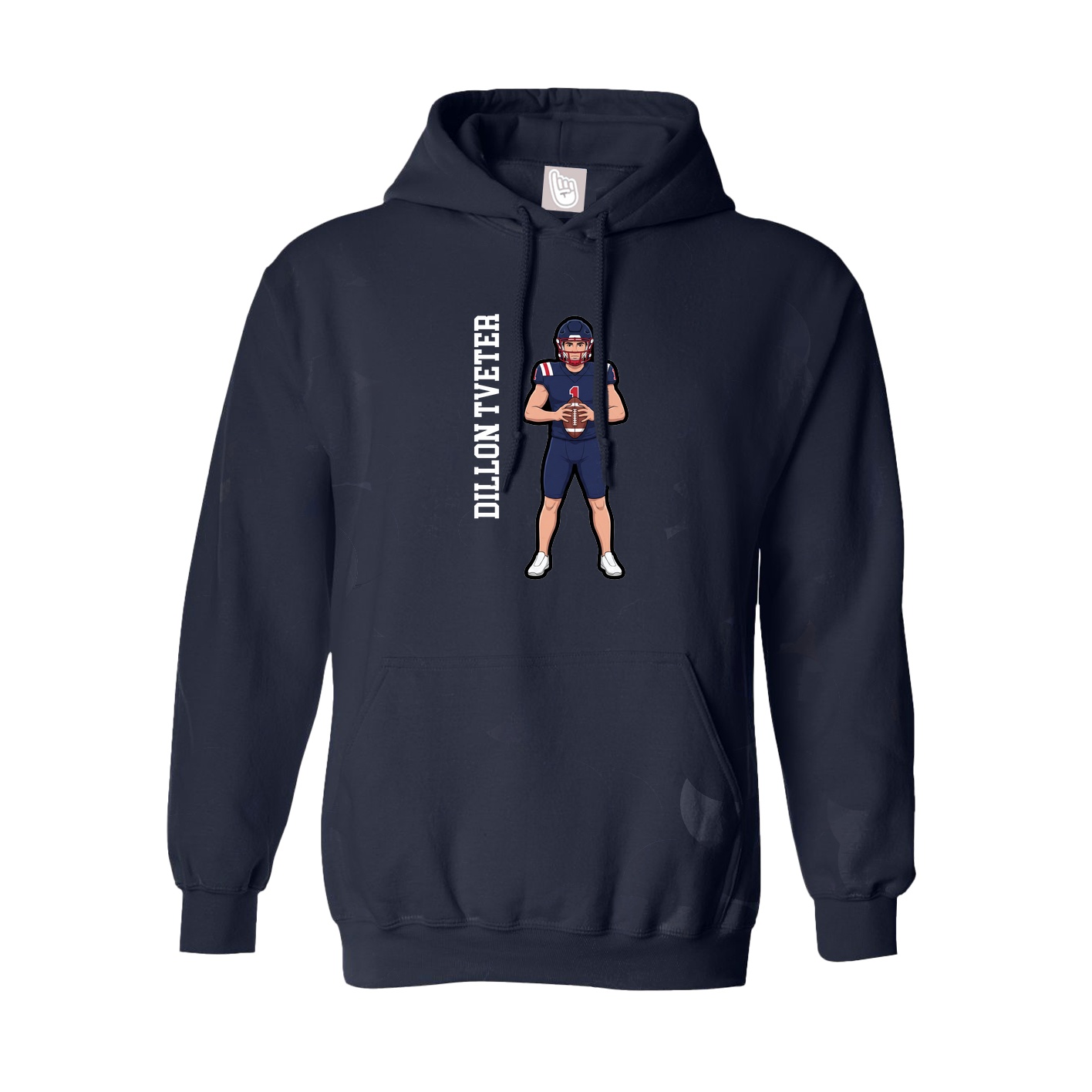 Hoodie — Name Vertical in Navy
