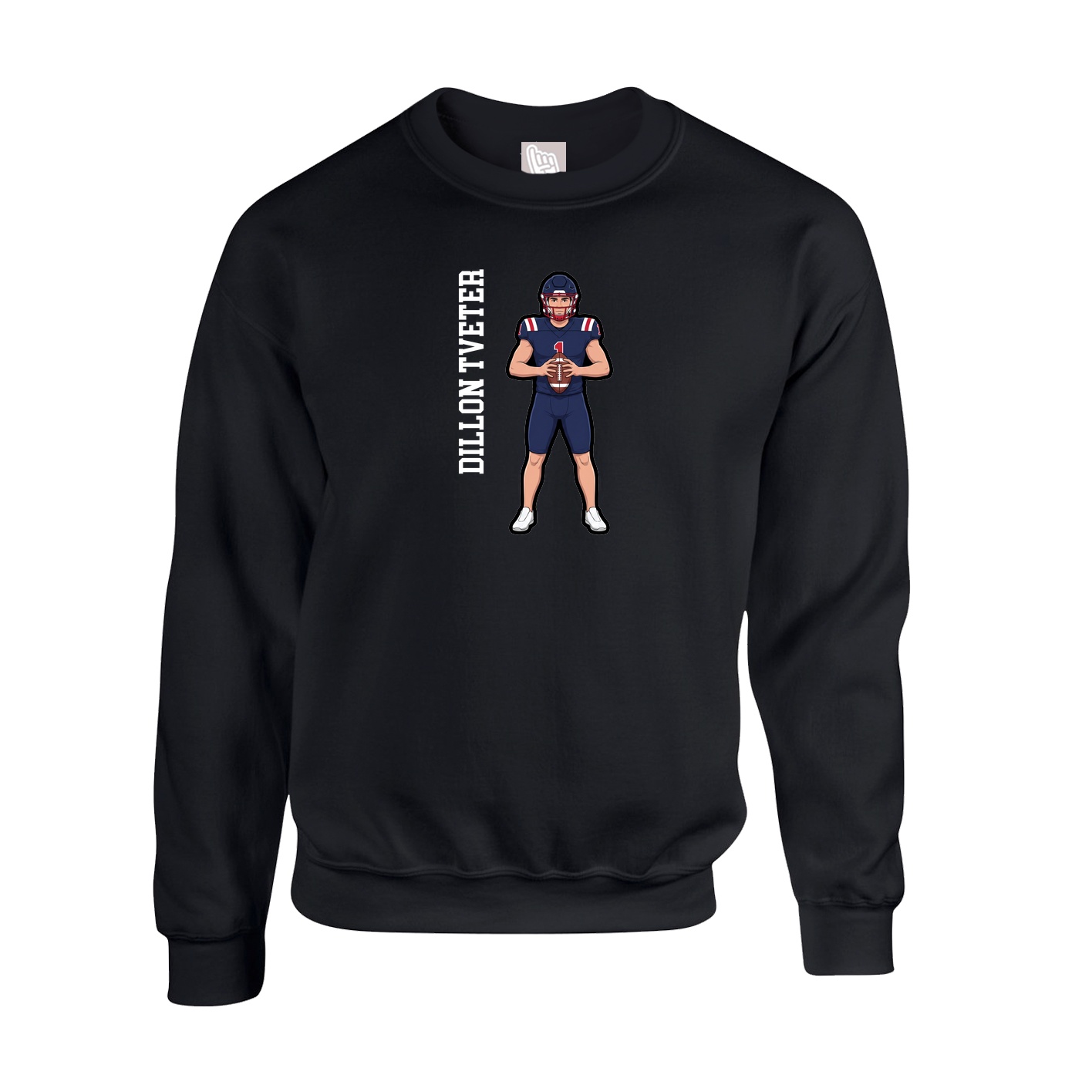Fleece Crew — Name Vertical in Black