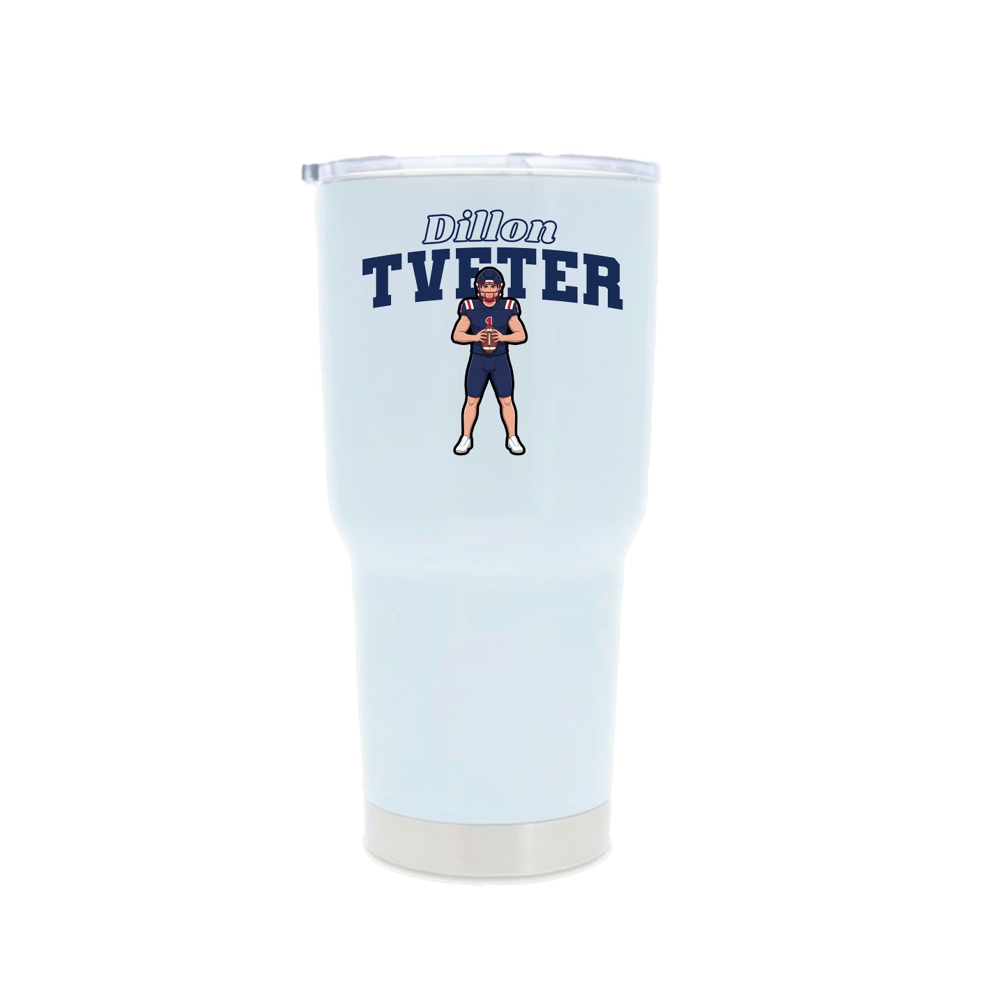 30oz Stainless Steel Tumbler — Name Arch in White