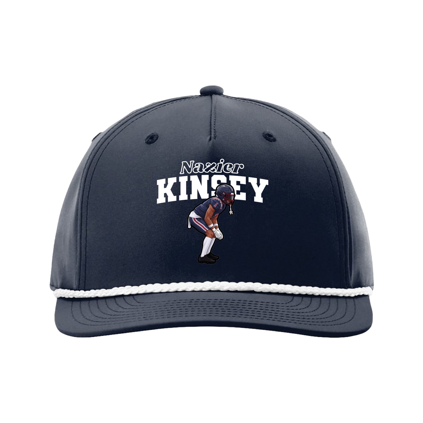 Five-Panel Classic Rope Cap — Name Arch in Navy