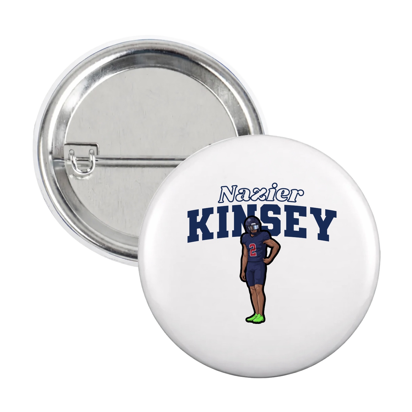 Game Day Button — Name Arch in White