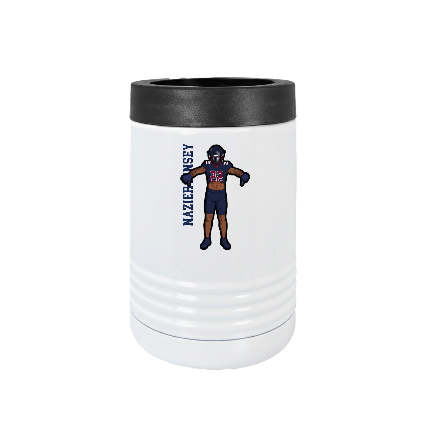 Beverage Holder — Name Vertical in White