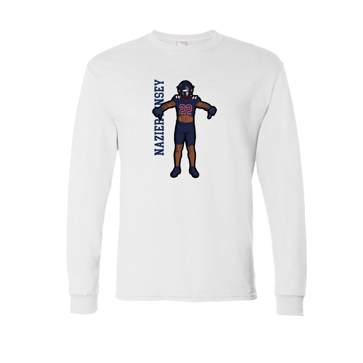 Long Sleeve Tee — Name Vertical in White