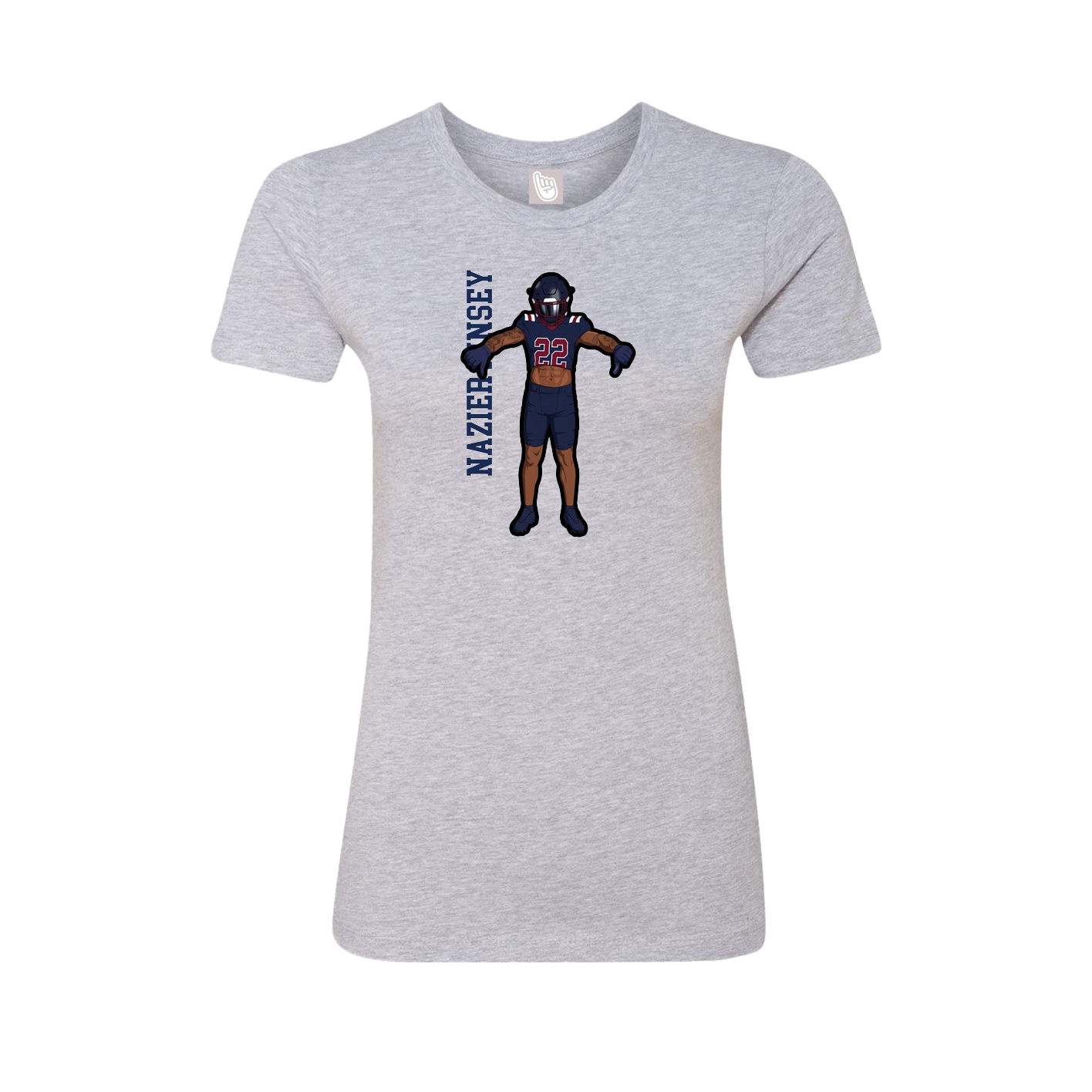Womens Tee — Name Vertical in Grey