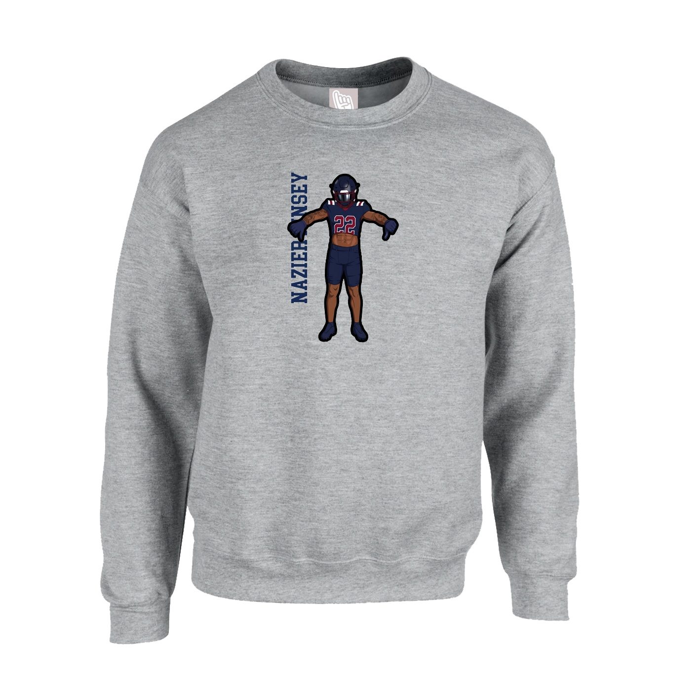 Fleece Crew — Name Vertical in Grey
