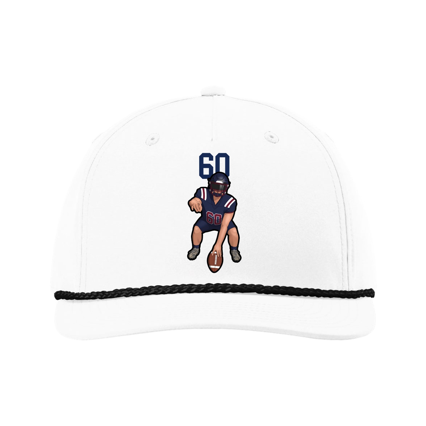 Five-Panel Classic Rope Cap — Number Top in White