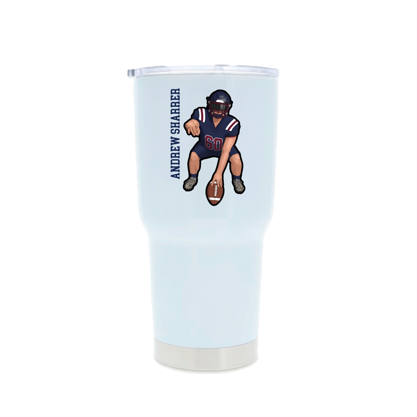 30oz Stainless Steel Tumbler — Name Vertical in White