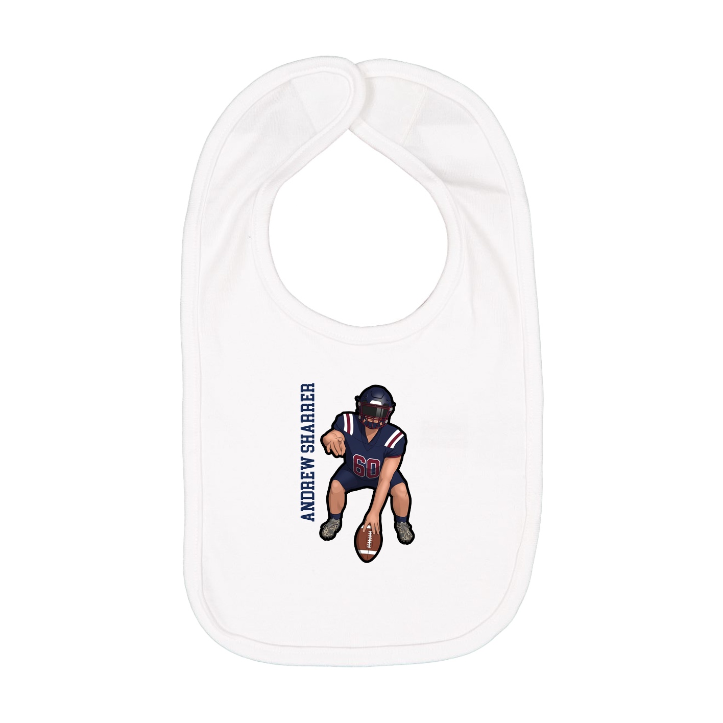 Infant Bib — Name Vertical in White