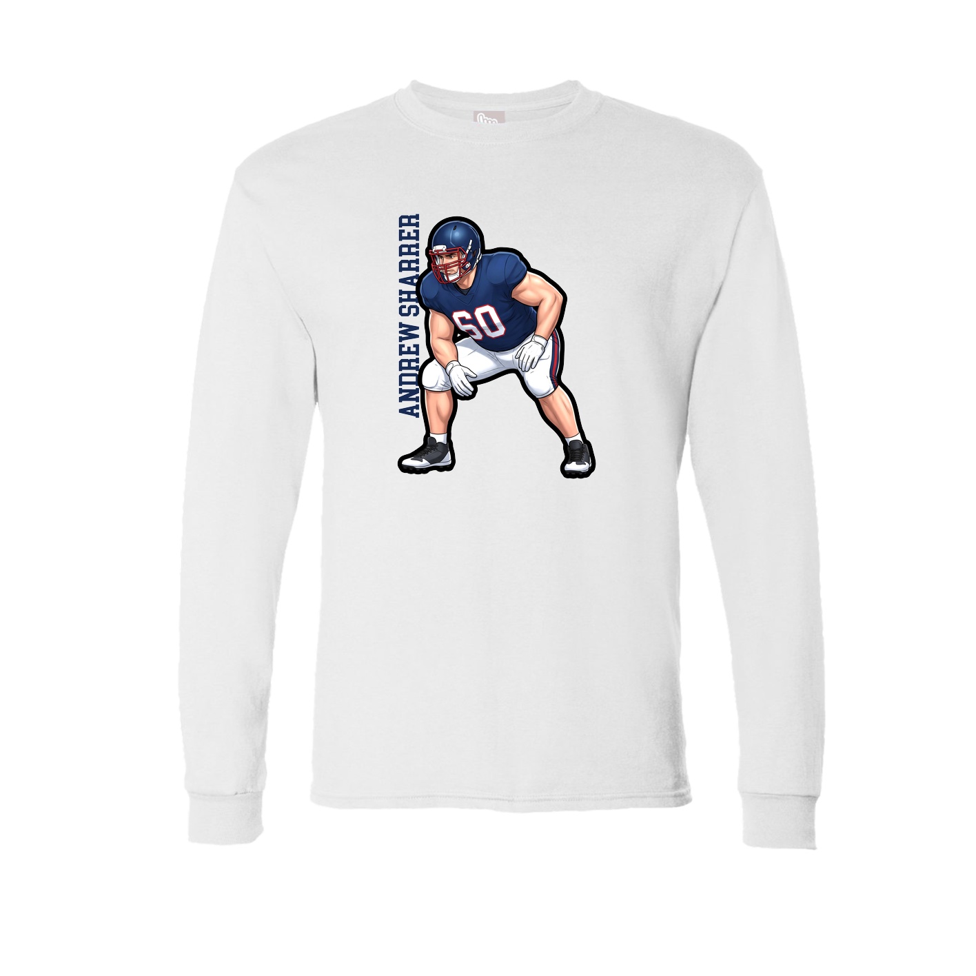 Long Sleeve Tee — Name Vertical in White