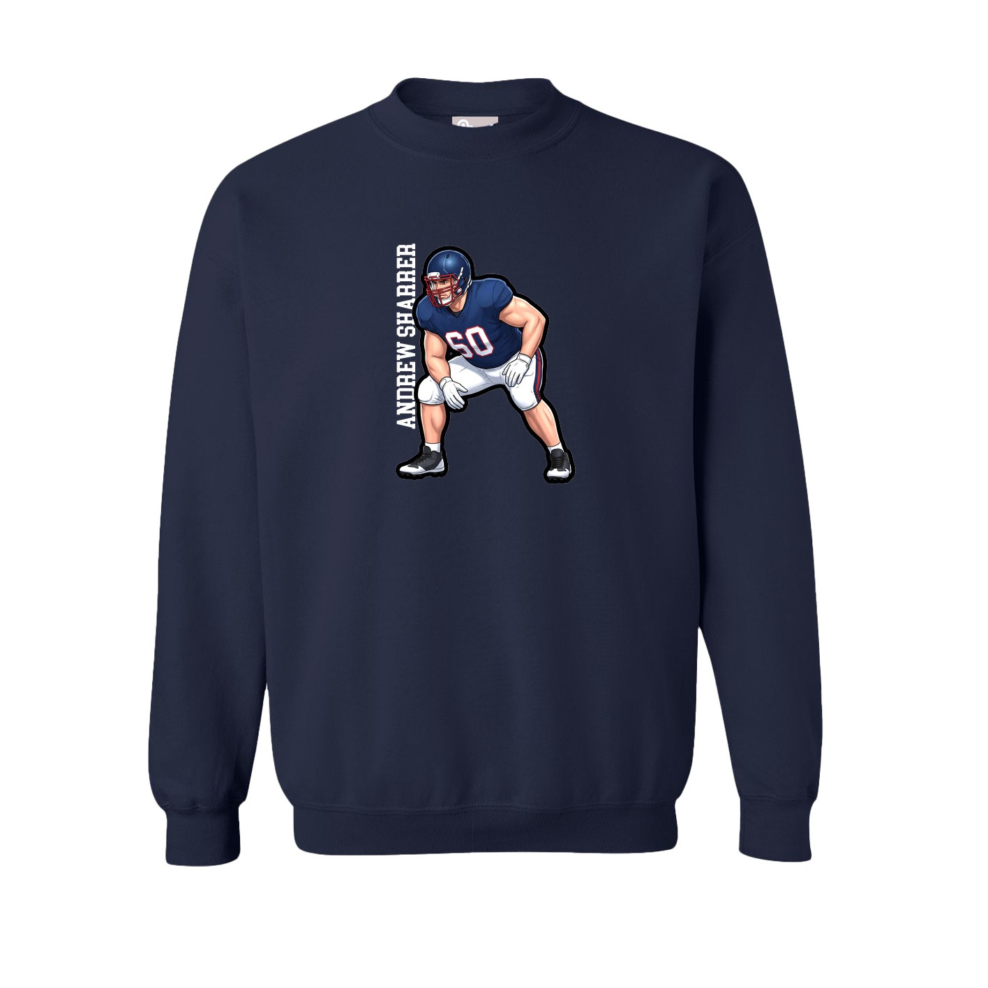 Fleece Crew — Name Vertical in Navy