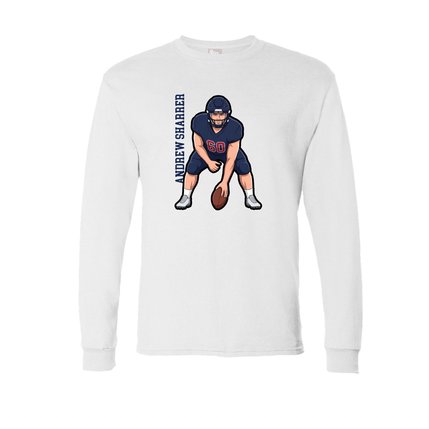 Long Sleeve Tee — Name Vertical in White