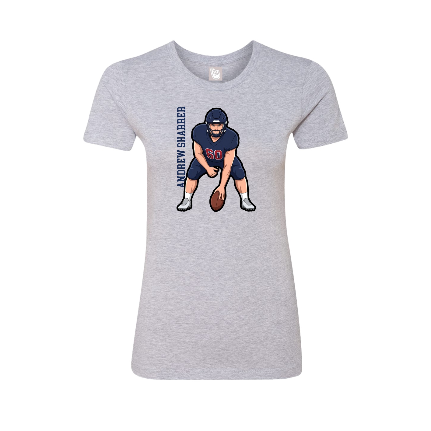 Fitted Women's Tee — Name Vertical in Grey