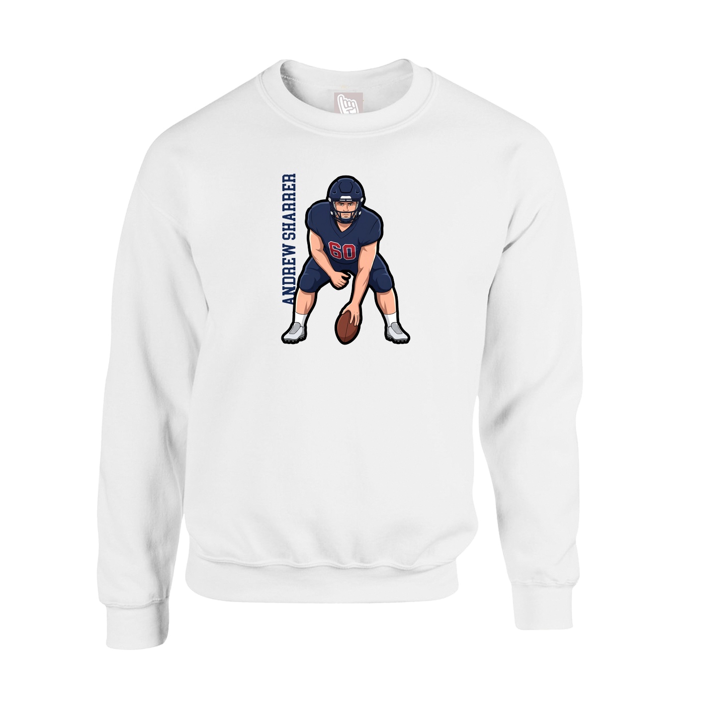 Fleece Crew — Name Vertical in White