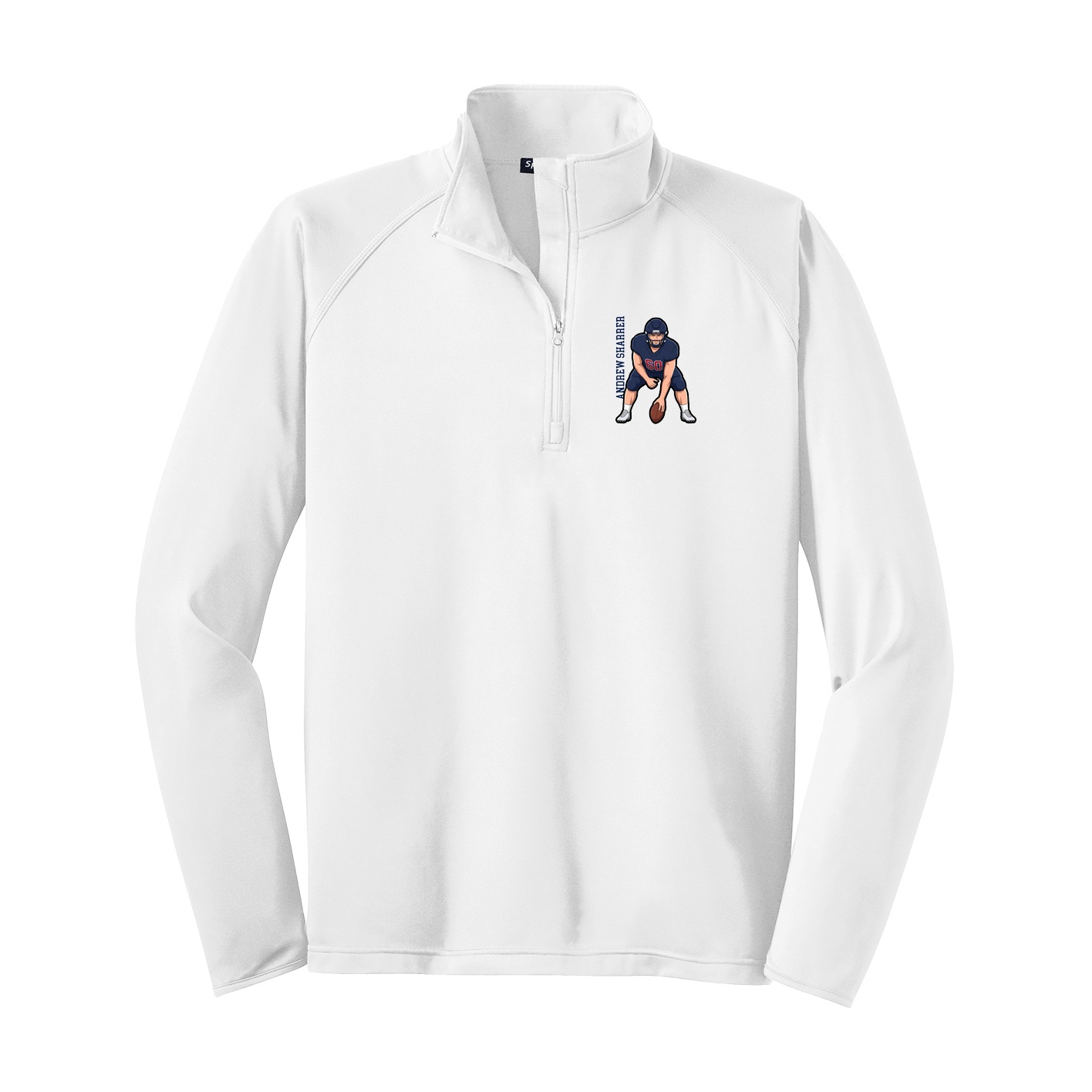 Q-Zip Pullover — Name Vertical in White