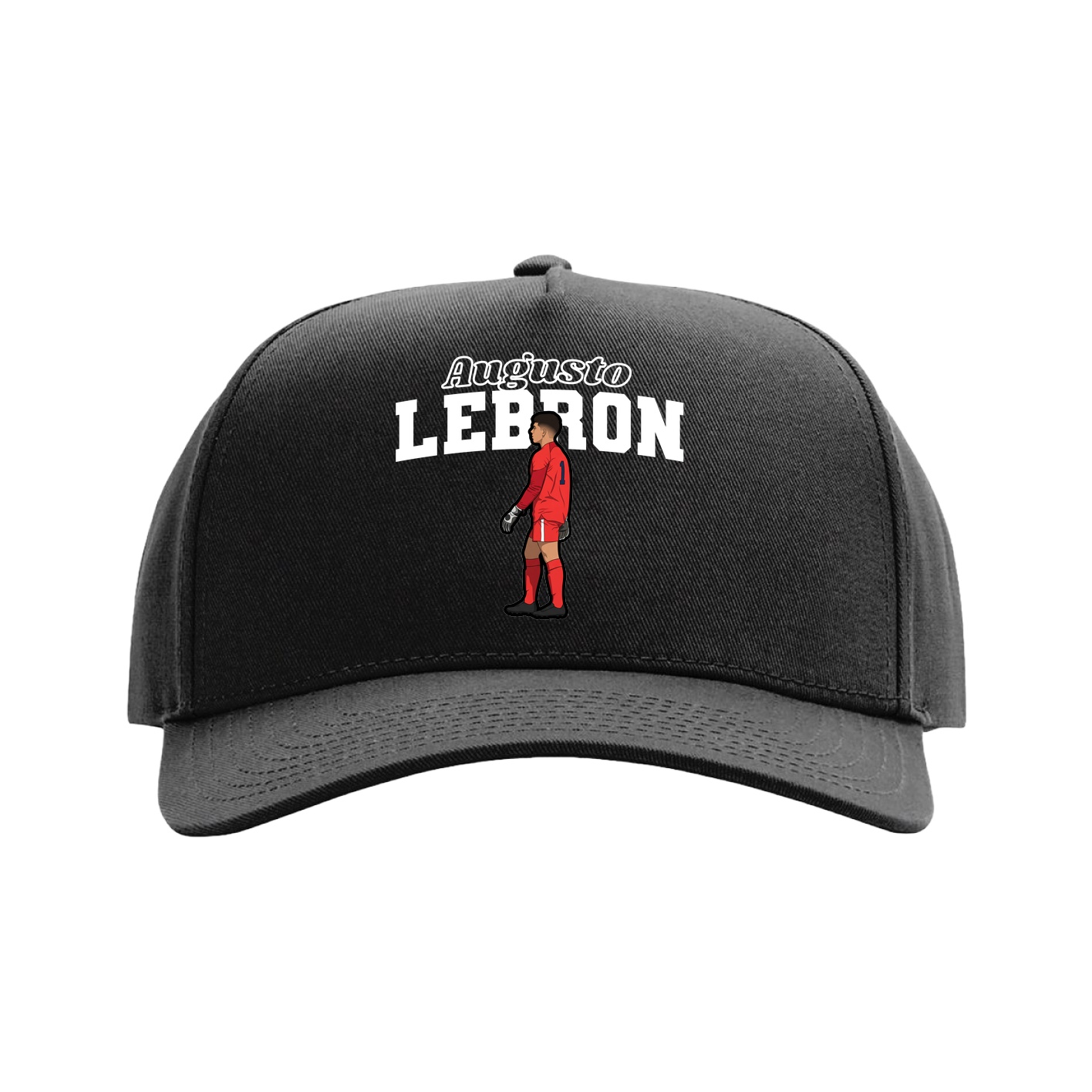 Full Fabric Five-Panel Champ Cap — Name Arch in Black