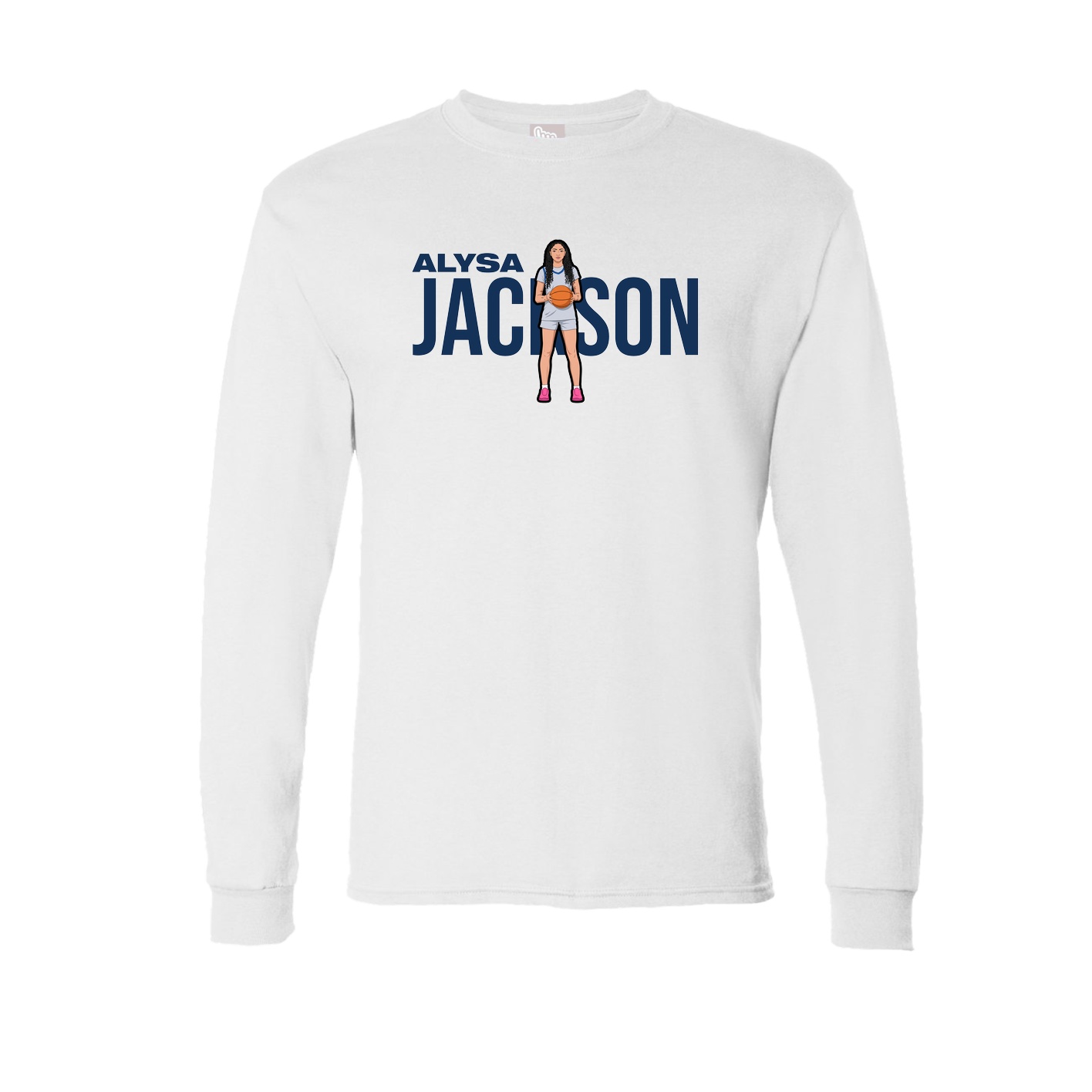 Long Sleeve Tee — Player Name in White