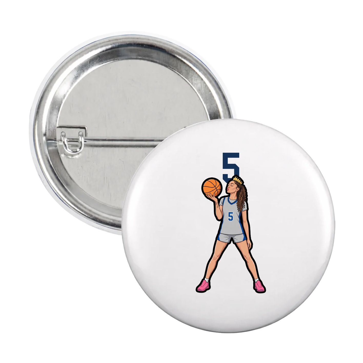 Game Day Button — Number Top in White