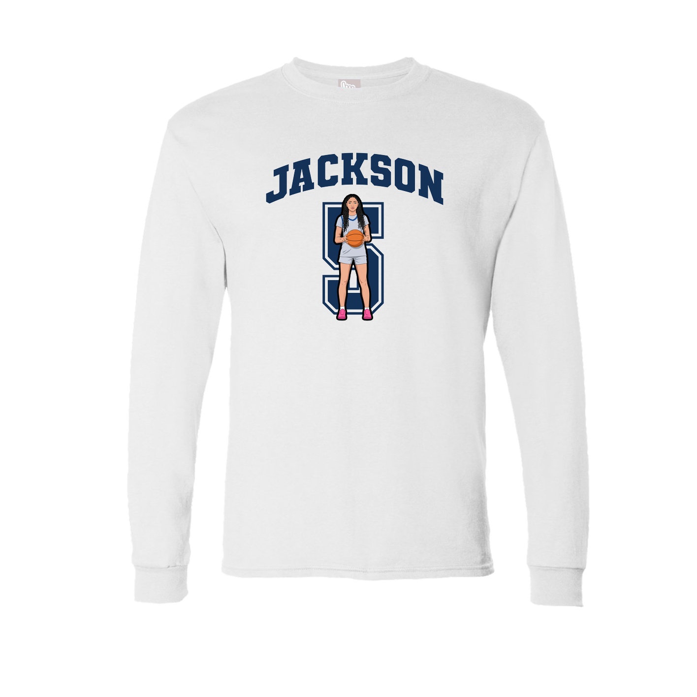 Long Sleeve Tee — Number in White