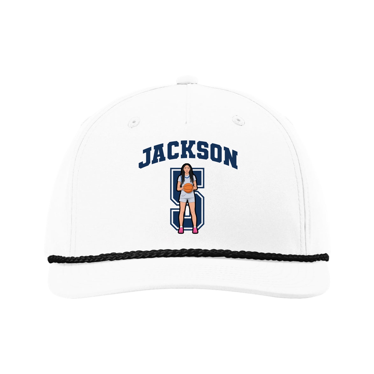 Five-Panel Classic Rope Cap — Number in White