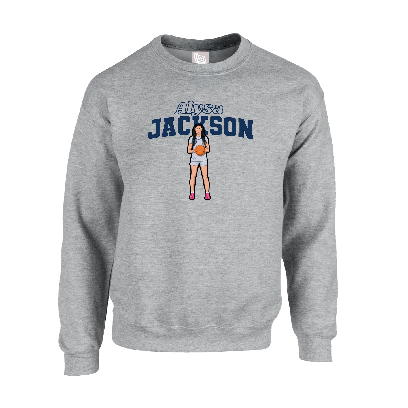 Fleece Crew — Name Arch in Grey