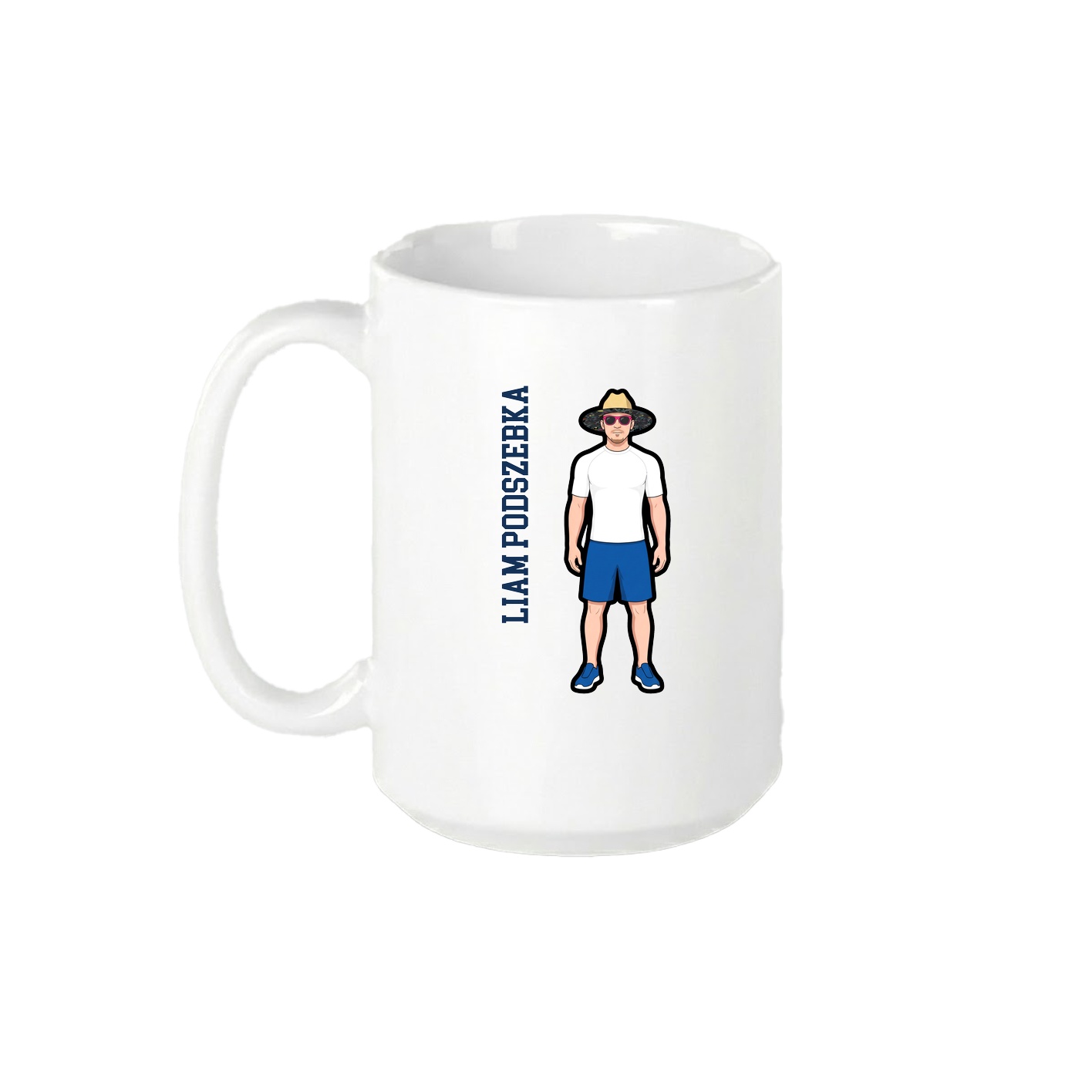 15oz Coffee Mug — Name Vertical in White
