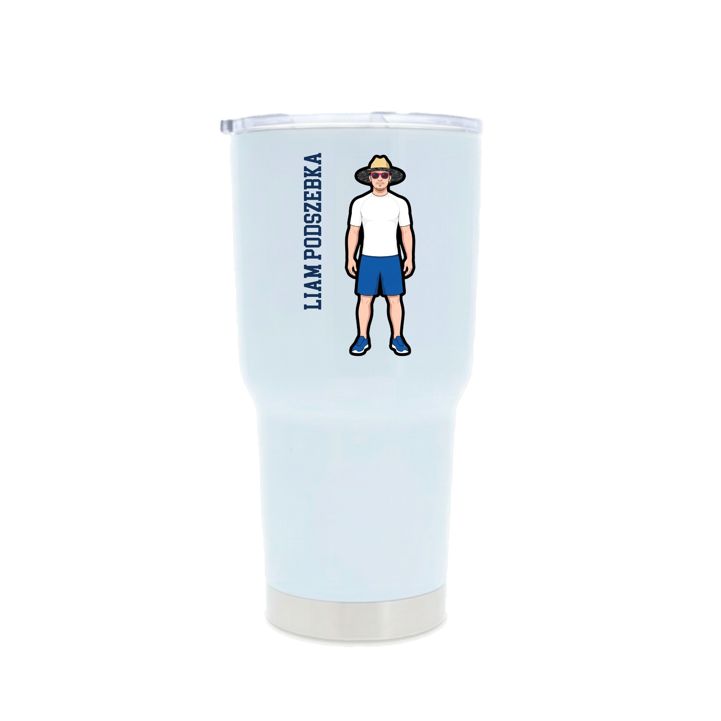 30oz Stainless Steel Tumbler — Name Vertical in White