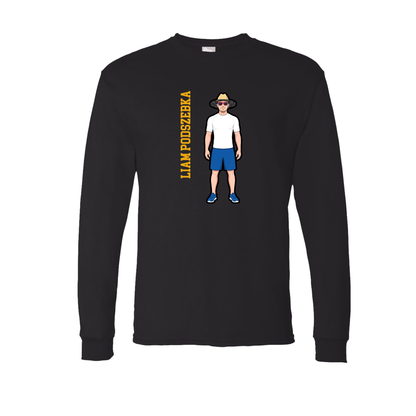 Long Sleeve Tee — Name Vertical in Black