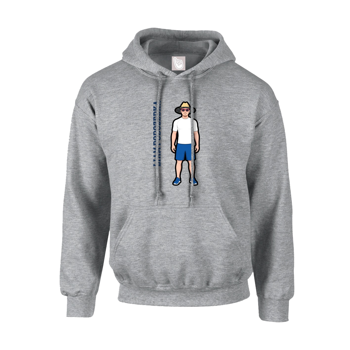 Youth Hoodie — Name Vertical in Grey