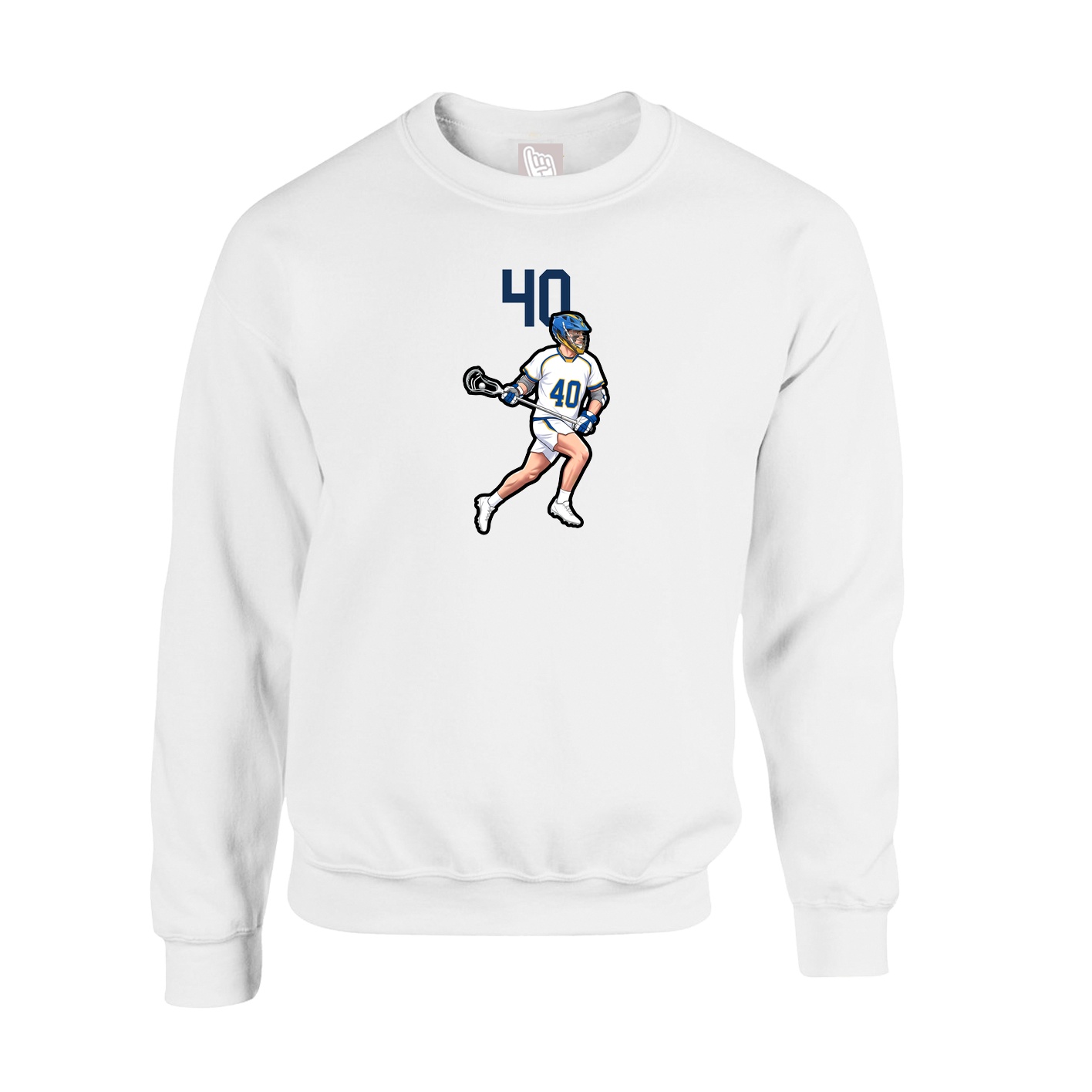 Fleece Crew — Number Top in White