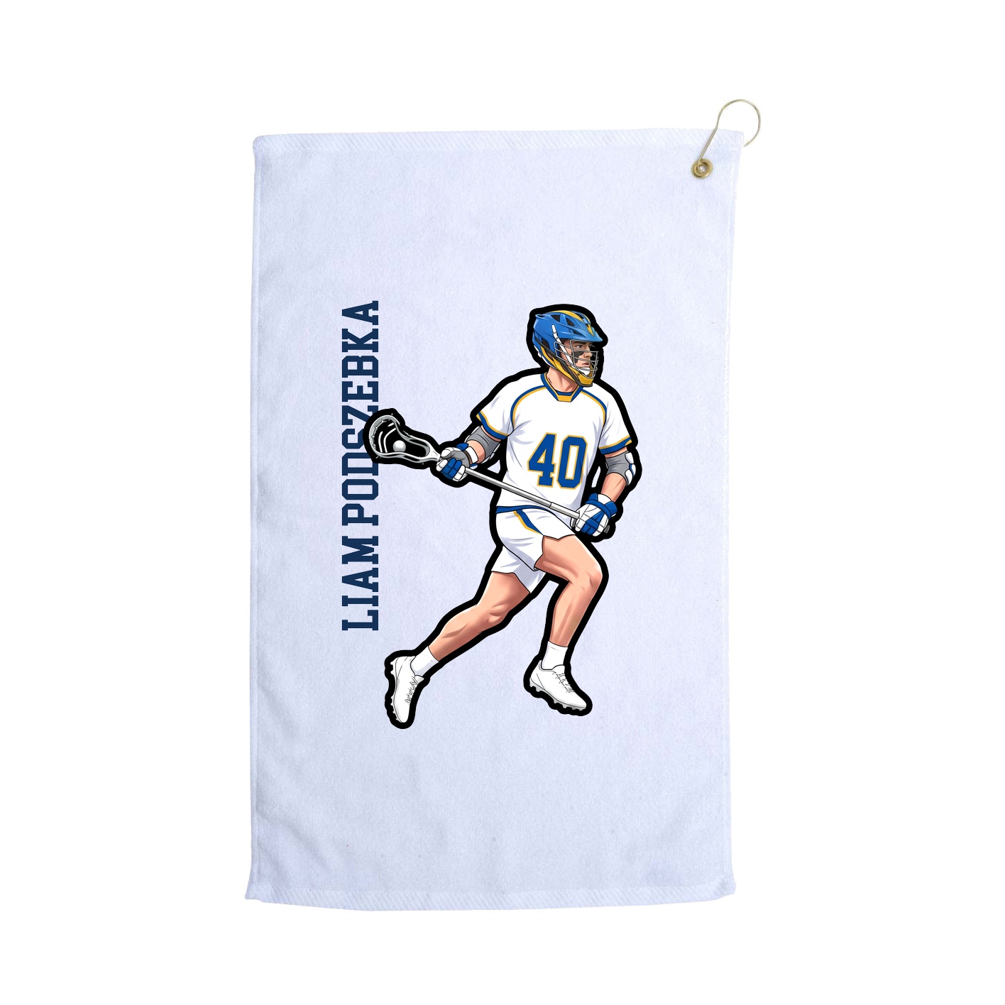 Golf Towel — Name Vertical in White
