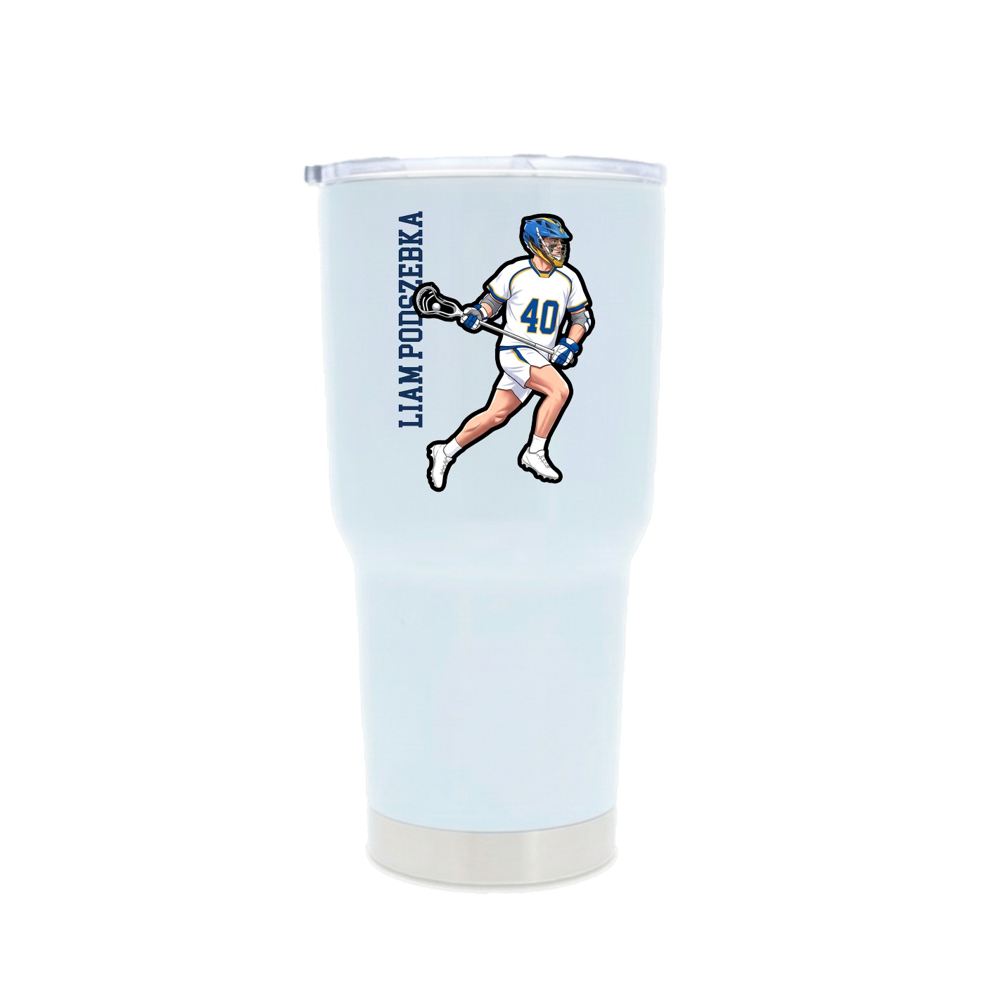 30oz Stainless Steel Tumbler — Name Vertical in White