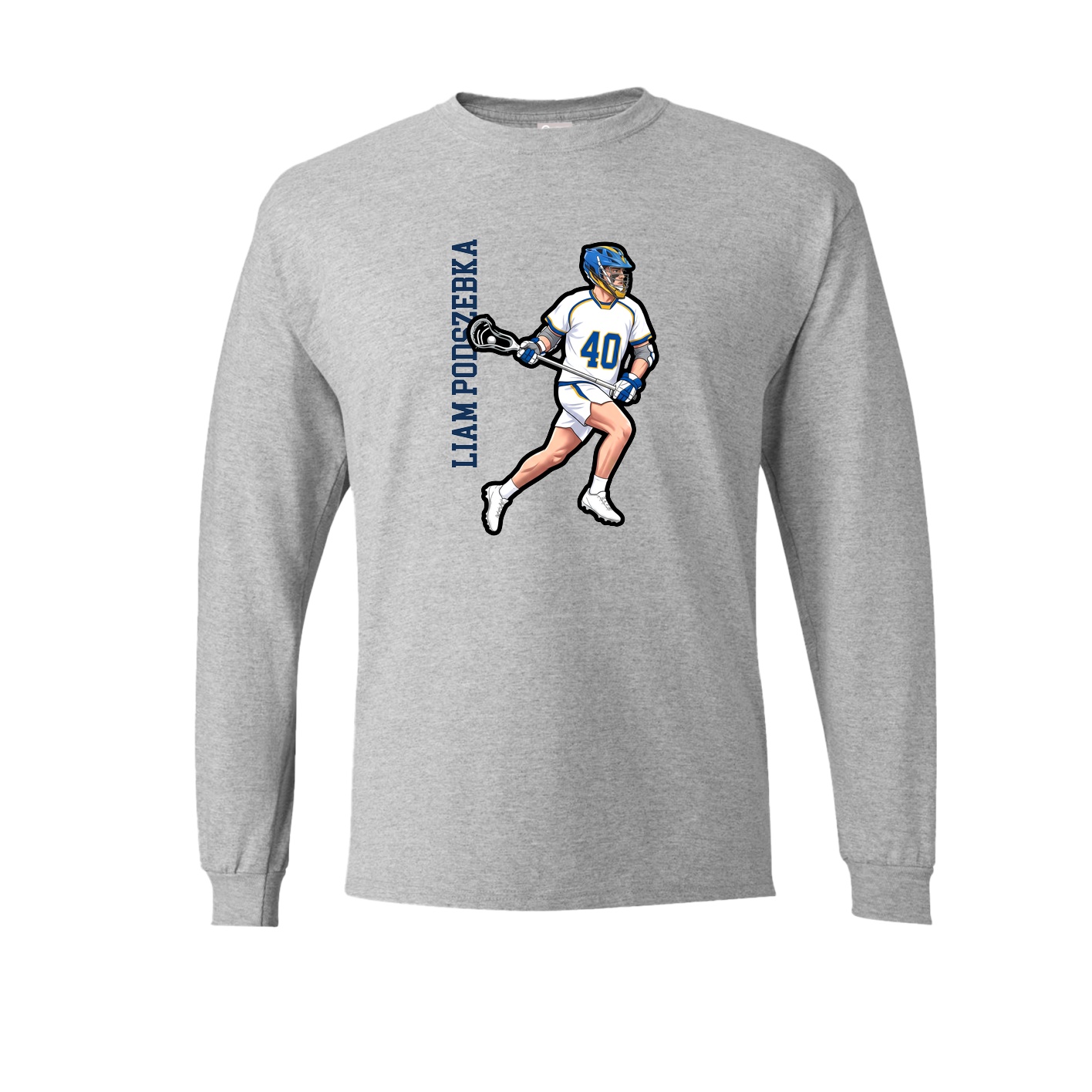Long Sleeve Tee — Name Vertical in Grey