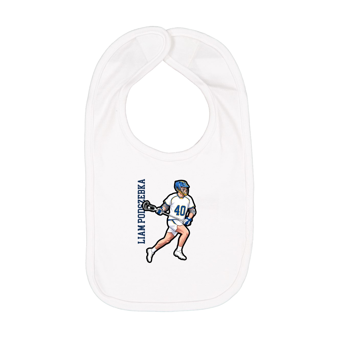Infant Bib — Name Vertical in White