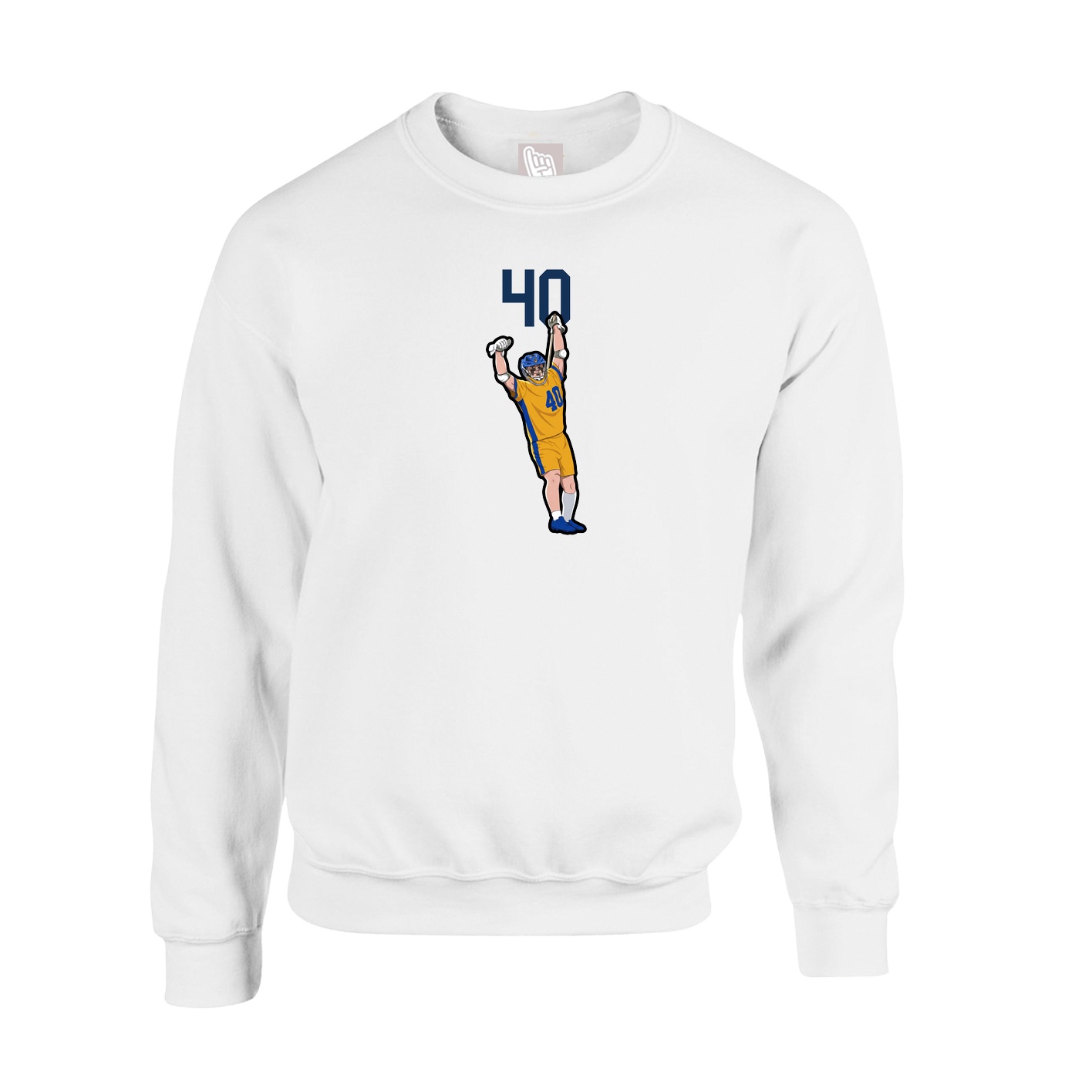 Fleece Crew — Number Top in White
