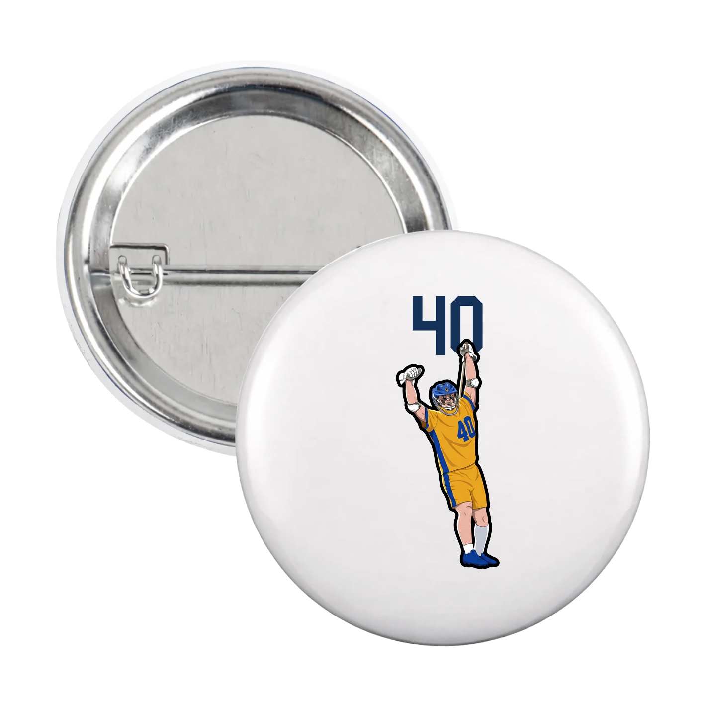 Game Day Button — Number Top in White