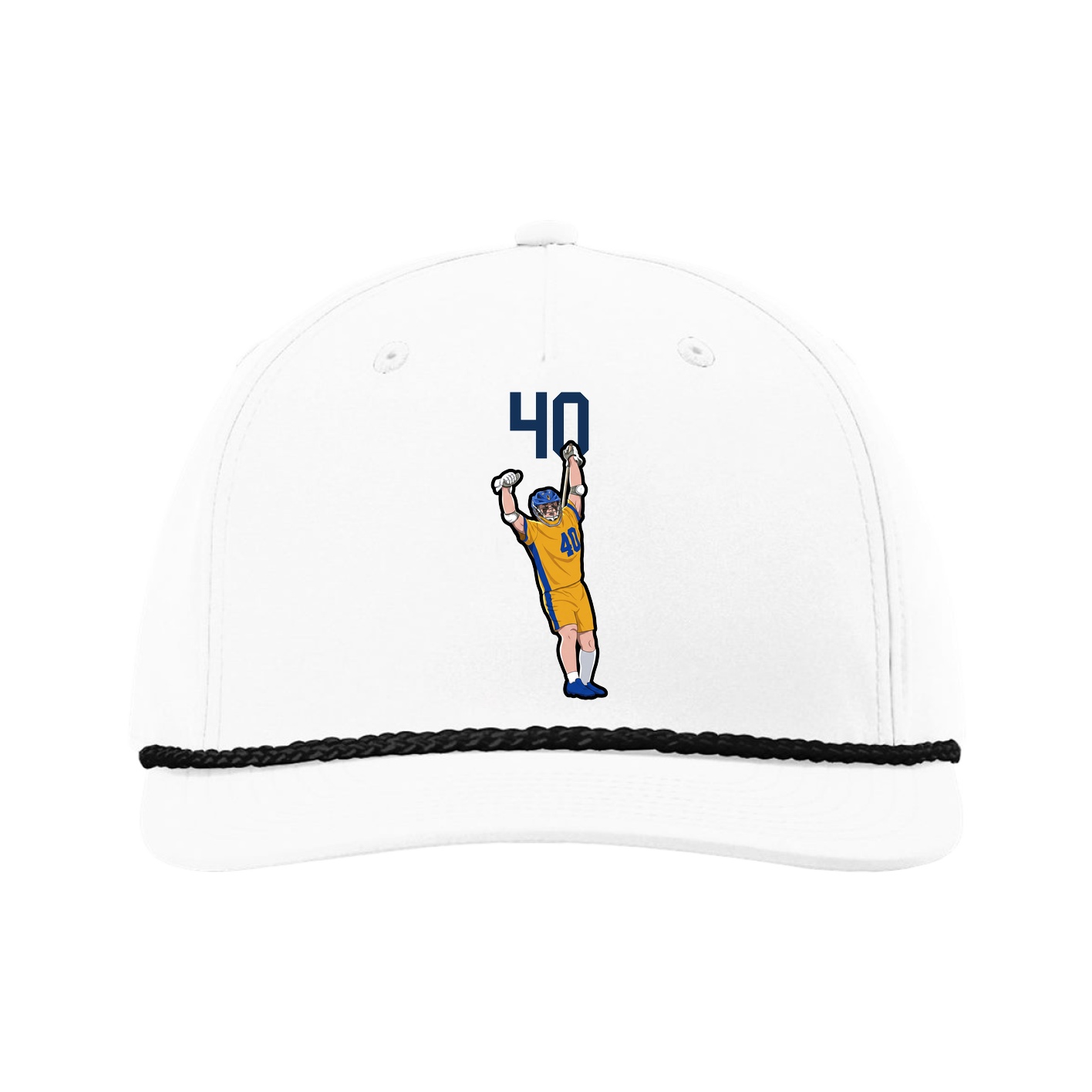 Five-Panel Classic Rope Cap — Number Top in White