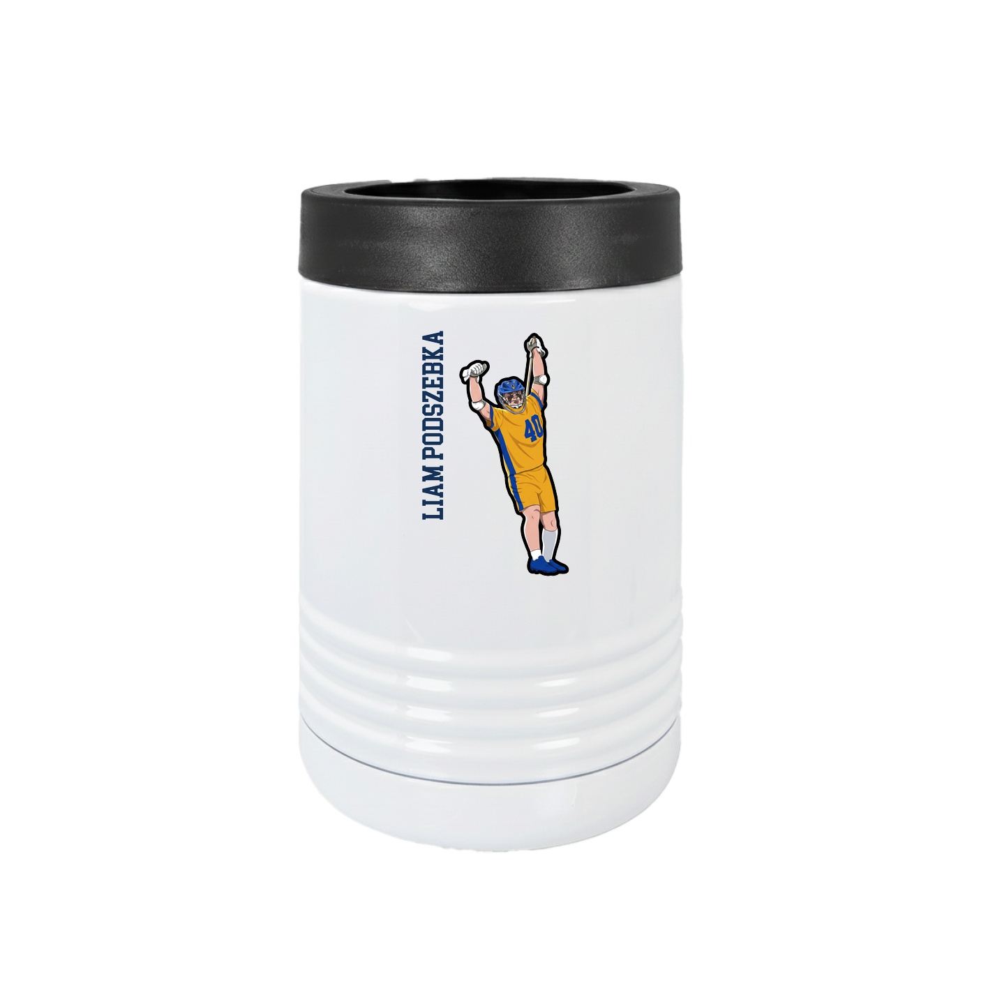 Beverage Holder — Name Vertical in White